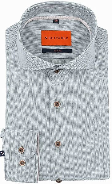 Suitable Herringbone Hemd Grün - Größe 39 günstig online kaufen