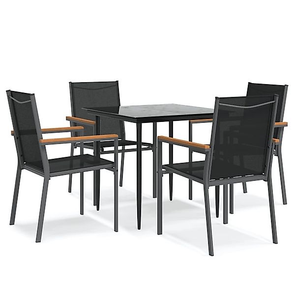 vidaXL 5-Tlg Garten-Essgruppe Schwarz Textilene und Stahl 3187034 günstig online kaufen