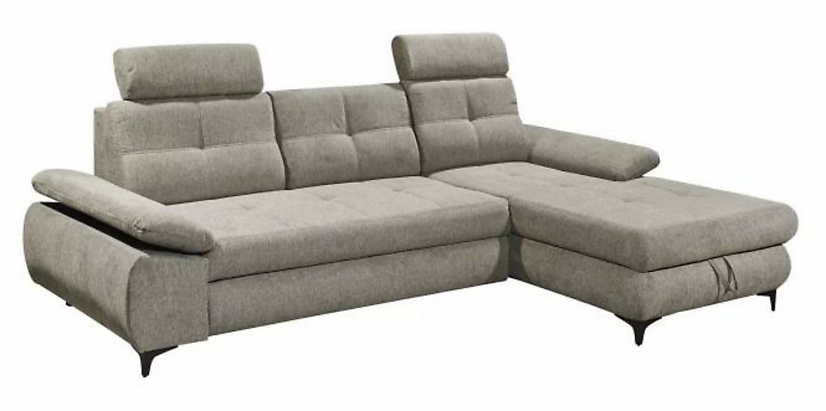 Ecksofa mit Schlaffunktion und Bettkasten 274 x 177 cm Hellgrau Adele günstig online kaufen