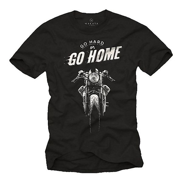 MAKAYA Print-Shirt Herren Lustige Motorrad Sprüche Motiv Go Hard Biker Bekl günstig online kaufen