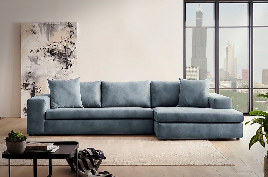 andas Ecksofa SLEETLAND XXL in Samtvelours oder Vintage-Leder-Optik, L-Form günstig online kaufen