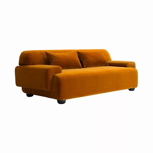 Sofa Lena textil orange / L 230 cm - 3-Sitzer / Velours - POPUS EDITIONS - günstig online kaufen