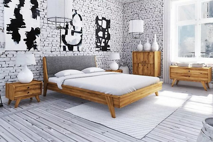 Natur24 Einzelbett Bett Jetro 1 Wildeiche 120x200 mit Polsterkopfteil und H günstig online kaufen