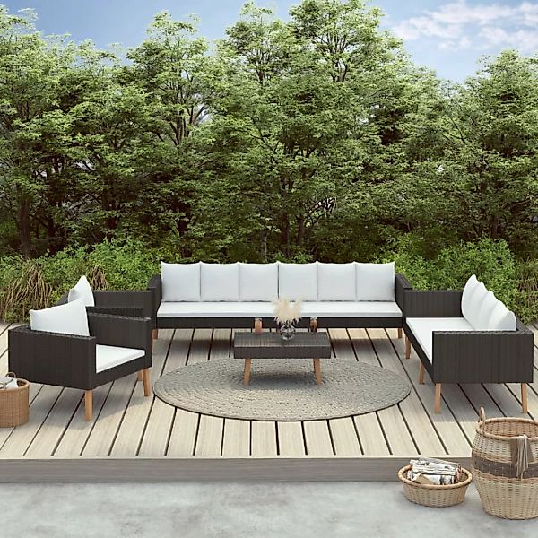 5-tlg. Garten-lounge-set Mit Auflagen Poly Rattan Schwarz günstig online kaufen