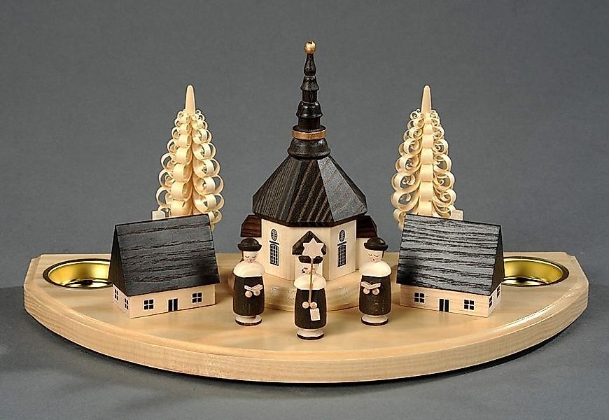 Albin Preissler Teelichthalter Seiffener Dorf mit Kurrende, Handwerkskunst günstig online kaufen