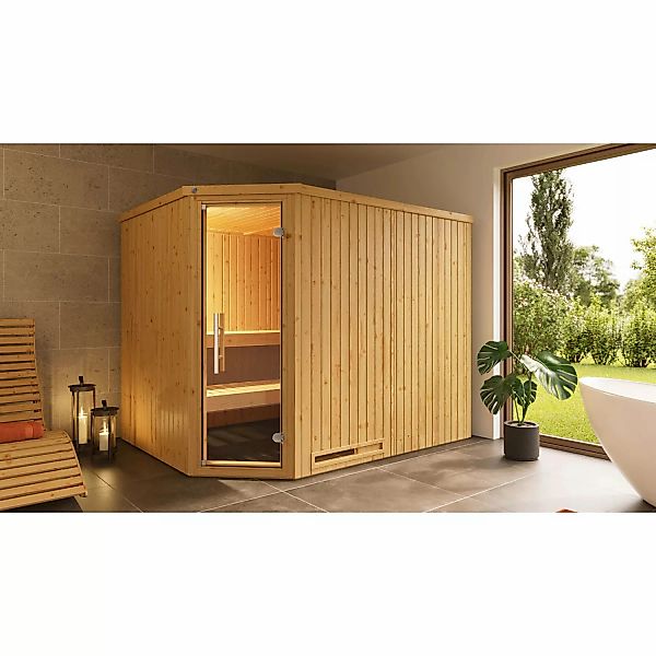 Weka Element-Ecksauna Varberg 4 Sparset 7,5 kW OS Glastür günstig online kaufen