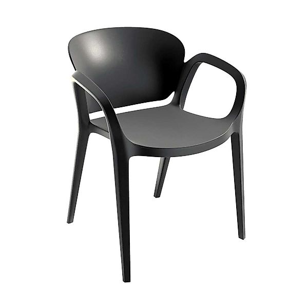 Gartenstuhl Kunststoffstuhl in Schwarz mit Armlehnen (2er Set) günstig online kaufen