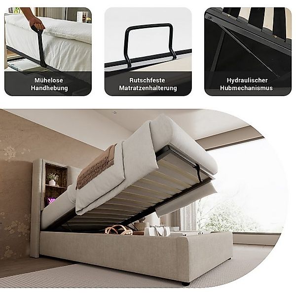 HAUSS SPOLE Polsterbett 90x200cm mit Kabellosem Laden USB C, Stauraum Ohne günstig online kaufen