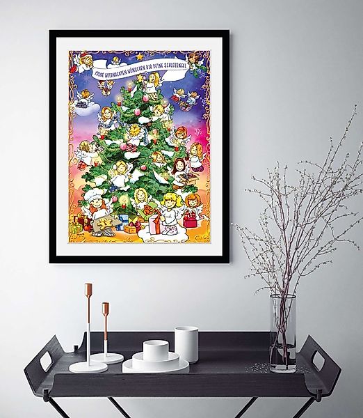 queence Bild »Weihnachtsbaum«, Engel-Schriftzug-Schriftzüge-Weihnachten-Tan günstig online kaufen