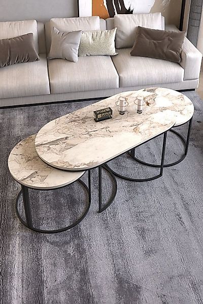 en.casa Couchtisch (3-St., 3-teilig: Couchtisch + 2 Beistelltische), 3-teil günstig online kaufen