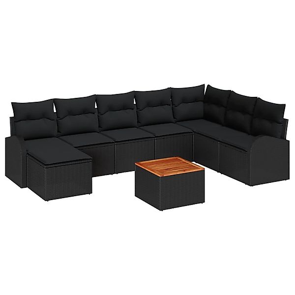 vidaXL Garten-Sofa-Set 9-Tlg Schwarz 3356287 günstig online kaufen