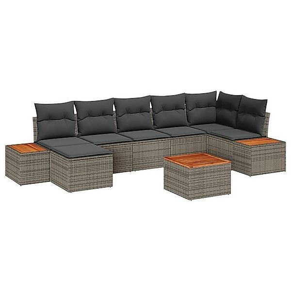 vidaXL Loungesofa 8-teiliges Garten-Sofa-Set mit Kissen Grau Poly-Rattan, 8 günstig online kaufen