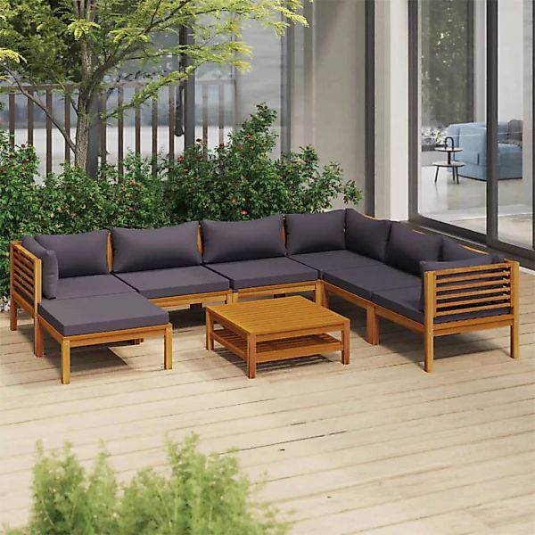 8-tlg. Garten-lounge-set Mit Auflage Massivholz Akazie günstig online kaufen