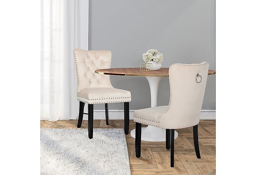 Puluomis Esszimmerstuhl (2/4/6/8 Set Grau/ Schwarz/Beige, 2 St), Samt Stuhl günstig online kaufen