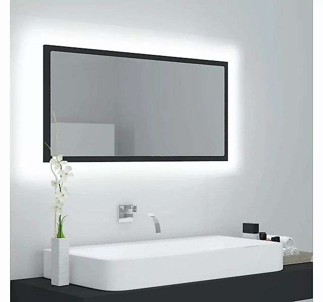 vidaXL Badezimmerspiegelschrank LED-Badspiegel Grau 90x8,5x37 cm Acryl (1-S günstig online kaufen