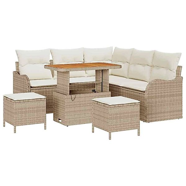 vidaXL Garten-Sofa-Set 8-Tlg Beige Poly Rattan 3362266 günstig online kaufen
