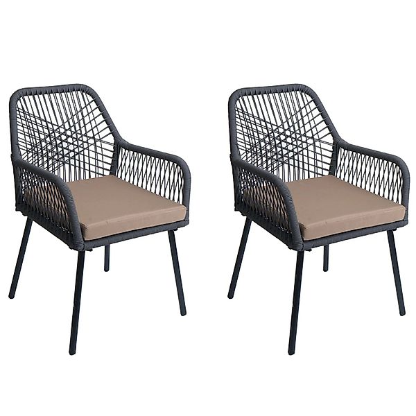 MCW Gartenstuhl O12 2er-Set Sitzpolster Aluminium Anthrazit Bezug Taupe günstig online kaufen
