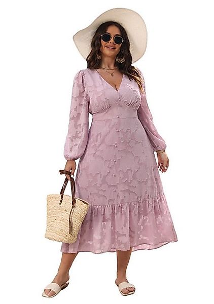 Cupshe Strandkleid Plus Size Blasenärmel Kleid Dreidimensionaler Rundumdruc günstig online kaufen