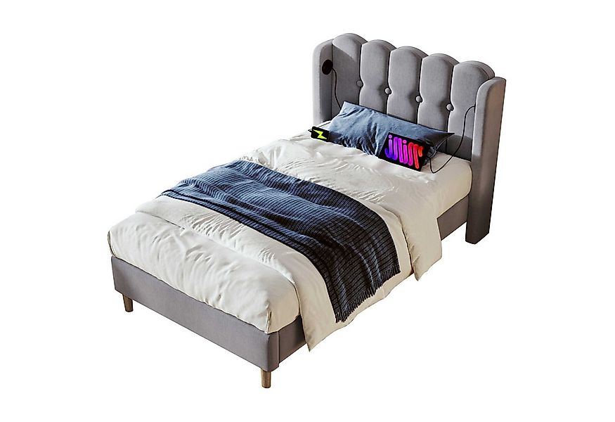 BlingBin Einzelbett Polsterbett Doppelbett (1-tlg., Jugendbett mit USB Typ günstig online kaufen