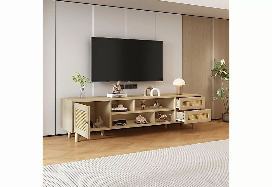 REDOM TV-Schrank Lowboard Unterschrank (2 Schubladen, 1 Tür,für 70-Zoll-Fer günstig online kaufen
