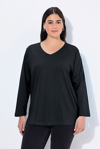 Ulla Popken T-Shirt Shirt V-Ausschnitt Relaxed Langarm günstig online kaufen