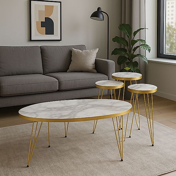 Jungengel Couchtisch Luxus Set 4-Teilig Marmor günstig online kaufen