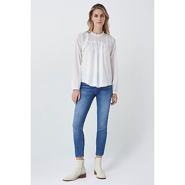 Salsa Jeans 126229-007 / Two-fabric Tunic Ruffles Langarm Bluse L Beige günstig online kaufen