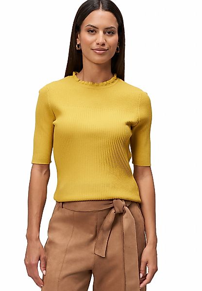 Zero Kurzarmshirt "zero Damen Feinstrickpullover kurzarm mit Rüschenkante", günstig online kaufen