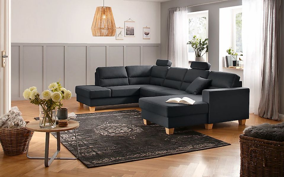 Home affaire Wohnlandschaft "Navan, komfortabel mit viel Platz, U-Form", wa günstig online kaufen