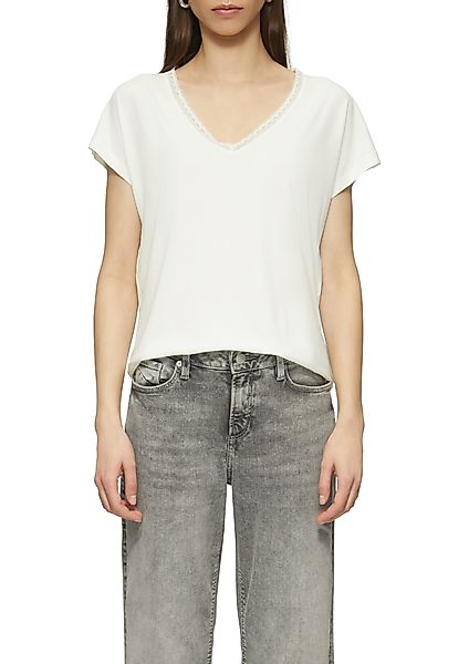 QS T-Shirt mit Spitze am Ausschnitt günstig online kaufen