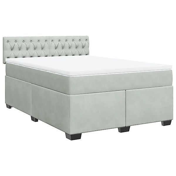 vidaXL Boxspringbett mit Matratze Hellgrau 140x190 cm Samt 3288612 günstig online kaufen