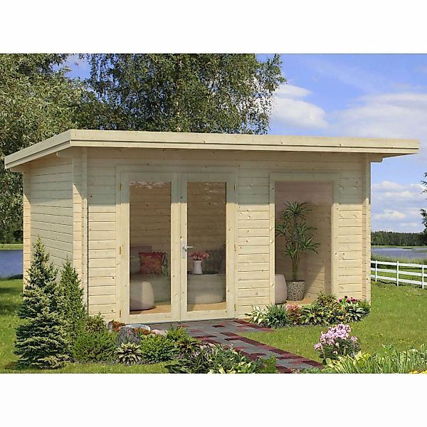 Palmako Heidi Holz-Gartenhaus Natur Pultdach Unbehandelt 410 cm x 300 cm günstig online kaufen