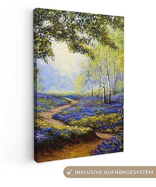 OneMillionCanvasses® Leinwandbild Kunstdrucke - Natur - Wald - Blumen - Ölf günstig online kaufen