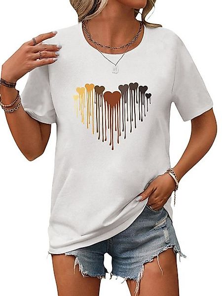 PYL Print-Shirt Damen Bequemes Sommer Kurzarmbluse Locker Liebe Print-Shirt günstig online kaufen