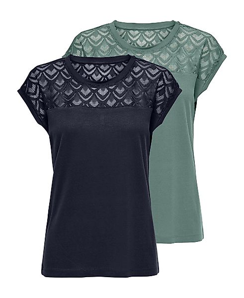 ONLY Kurzarmshirt "ONLNICOLE LIFE S/S MIX TOP 2 PACK CS JRS", (Packung, 2 t günstig online kaufen