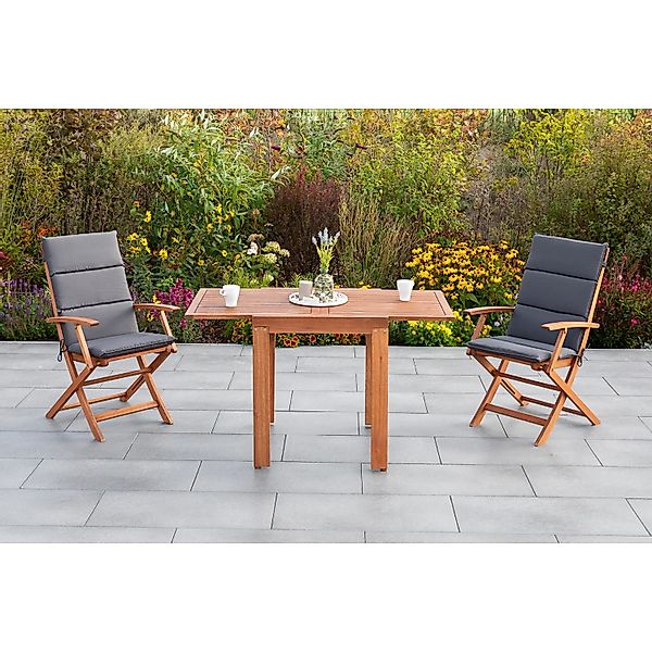 MERXX Balkonset Comodoro, (3-tlg), 2 Klappsessel mit Auflagen, Balkonauszie günstig online kaufen