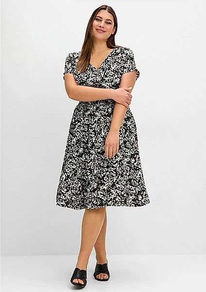 Sheego Etuikleid Sommerkleid Kurzarm mit Smokbund und weitem Rock günstig online kaufen