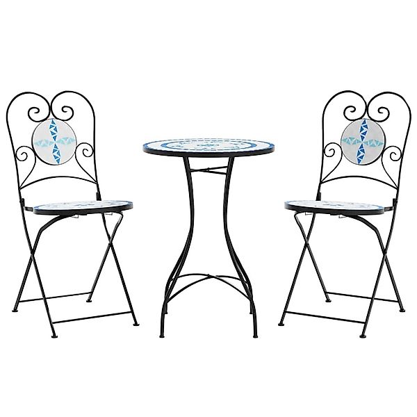 vidaXL Mosaik-Bistro-Set Blau und Weiß Eisen und Keramik 3216353 günstig online kaufen