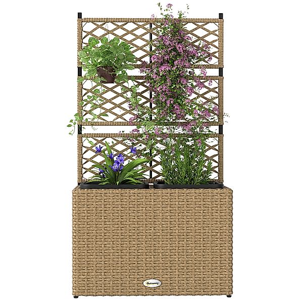 Outsunny Pflanzenkübel mit Rankgitter 2 Töpfe Pflanzgefäß Pflanzkasten 22L günstig online kaufen