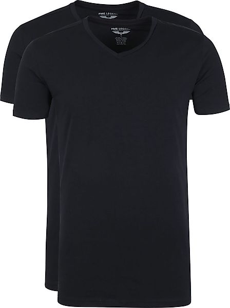 PME Legend Basic T-Shirt 2er Pack V-Ausschnitt Schwarz - Größe XL günstig online kaufen