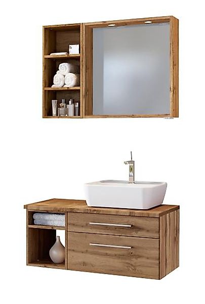 Waschtisch-Set 90 -A- Becken rechts Davos von Held Möbel Wotan Eiche günstig online kaufen