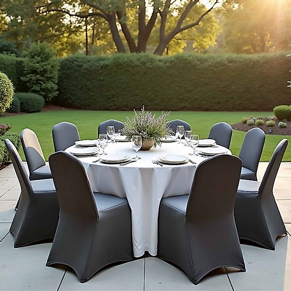 Stuhlhusse 6er-Set Anthrazit OEKO-TEX® günstig online kaufen