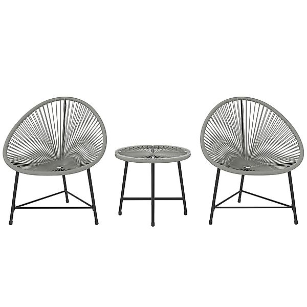 Outsunny Polyrattan Gartenmöbel Set, Outdoor Lounge Balkonmöbel für 2 Perso günstig online kaufen