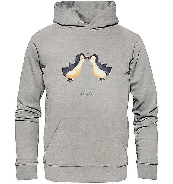 Mr. & Mrs. Panda Hoodie Pinguine Kuss Größe S - Heather Grey - Geschenk, Ök günstig online kaufen