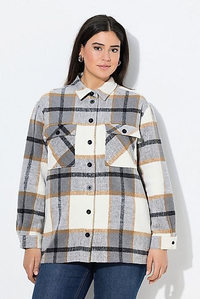 Ulla Popken Sommerjacke Shaket Karomuster Oversized Hemdkragen Langarm günstig online kaufen