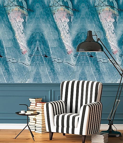 queence Vinyltapete »Marmor-Blau«, bedruckt-clean-unifarben-minimalistisch- günstig online kaufen