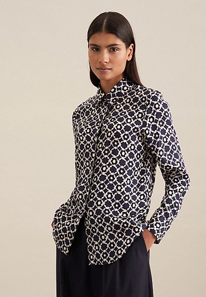 seidensticker Hemdbluse "Schwarze Rose", Langarm Kragen Druck günstig online kaufen