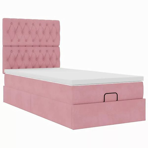 vidaXL Bett, Ottoman-Bett mit Matratzen & LEDs Rosa 80x200 cm Samt günstig online kaufen