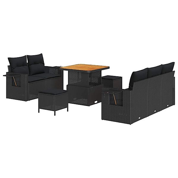 vidaXL Gartensofa-set mit Kissen 10-Tlg Schwarz Poly-Rattan 3363634 günstig online kaufen