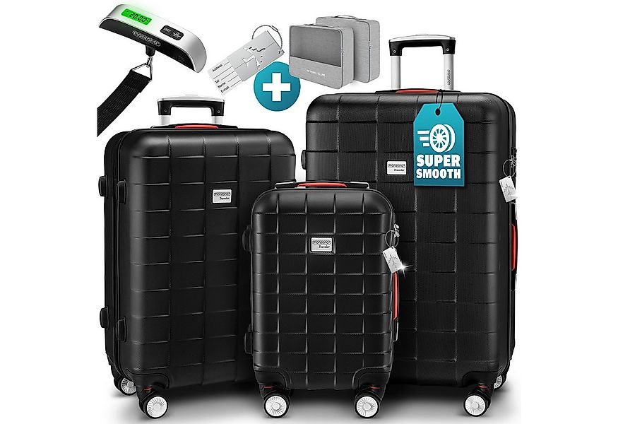monzana Kofferset, Koffer Zwillingsrollen TSA Schloss Waage Gurt Reisekoffe günstig online kaufen